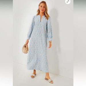 Tuckernuck Hyacinth House Blue Ikat Zipper Zaddie maxi dress sz XS
